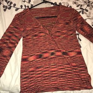 Criss cross front v neck blouse